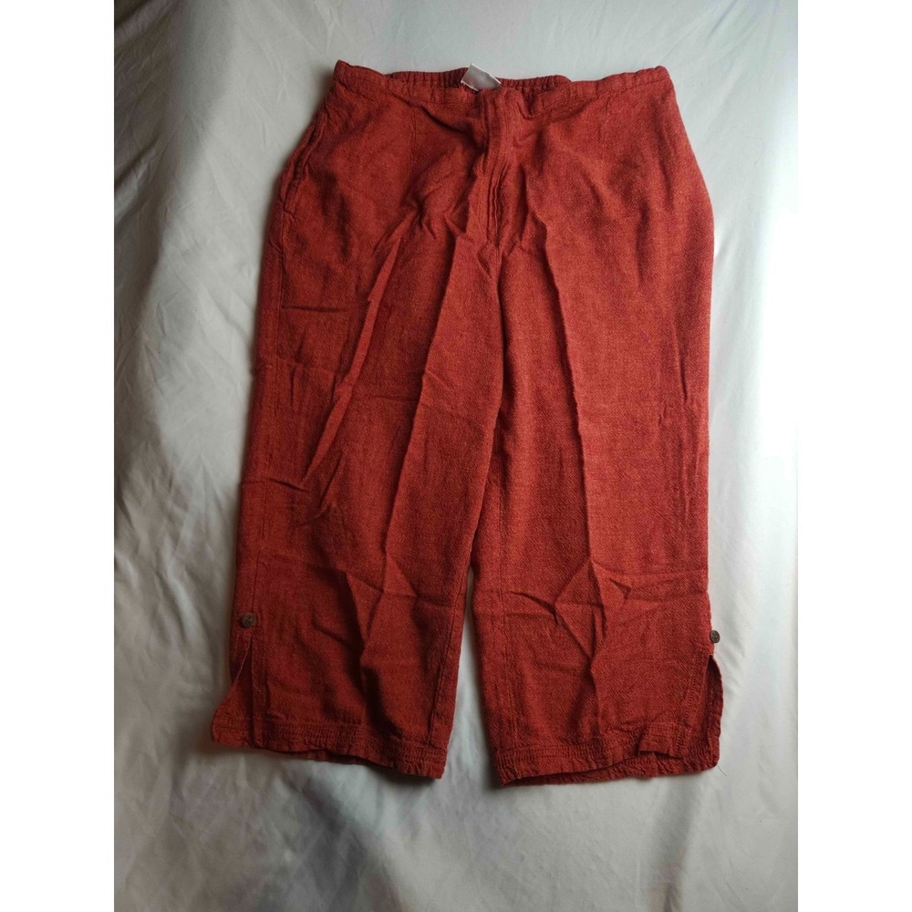 Koret Capri Pantsβ Womens Size 20W Orange Linen Blend Coastal Grandma Comfort